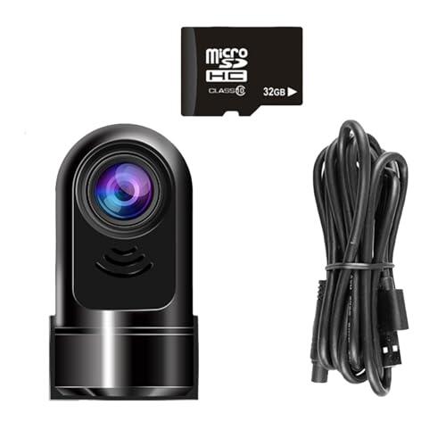 Grabadora de vídeo de 360 grados para coche 1080p - Dashcam con lente giratoria delantera y trasera, modo de aparcamiento de 24 horas, grabación nocturna - Grabación sin instalación de cables (C