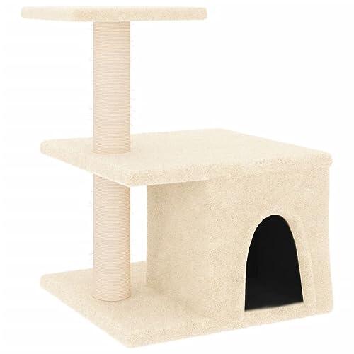 El rascador ideal para gatos: diseño compacto y funcionalidad en crema