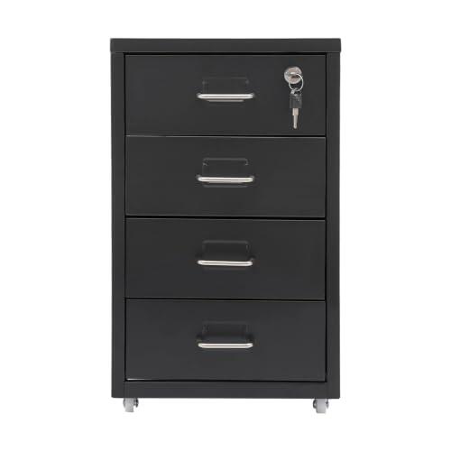 Optimiza tu espacio de oficina con el archivador móvil Loobiiny de cuatro cajones en color negro