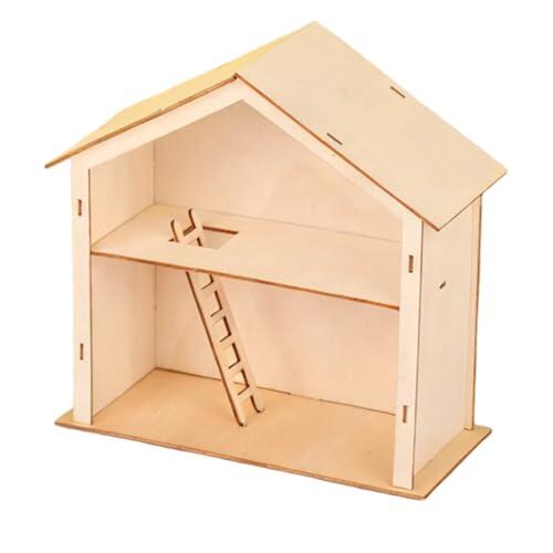 Kit de casa de muñecas de Bricolaje, casa de muñecas de Madera sin terminar de 2 Pisos