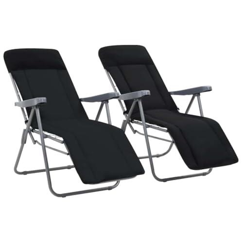 ZQQLVOO Sillas plegables con cojín, 2 unidades, color negro, reclinable
