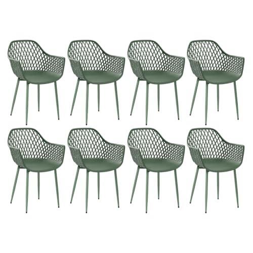 Juego de 8 sillas de jardín con reposabrazos, resistentes a la intemperie | Sillas de terraza, sillas de balcón, silla de jardín, resistente a la intemperie, silla de jardín de plástico