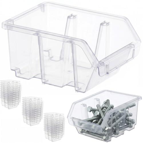 botle 30 cajas clasificadoras apilables para taller, cajas apilables, transparentes, 11,5 x 8,5 x 6 cm, cajas organizadoras de plástico, cajas de herramientas de garaje de tornillos y clavos