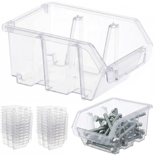 botle 20 cajas clasificadoras apilables para taller, cajas apilables, transparentes, 11,5 x 8,5 x 6 cm, caja organizadora, caja de plástico, caja de herramientas de garaje de tornillos y clavos