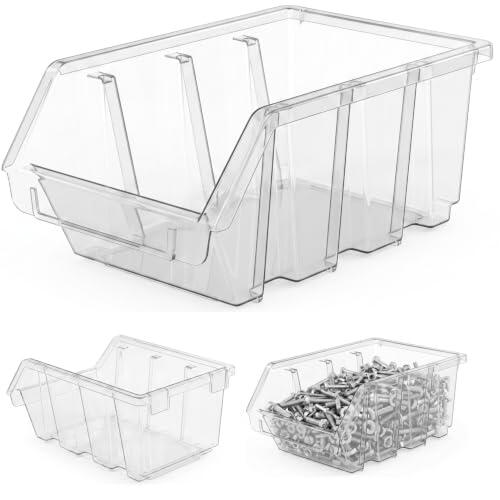 botle 20 cajas clasificadoras apilables para taller, 155 x 105 x 70 mm, transparentes, para tornillos, clavos y piezas pequeñas, taller, garaje, sótano