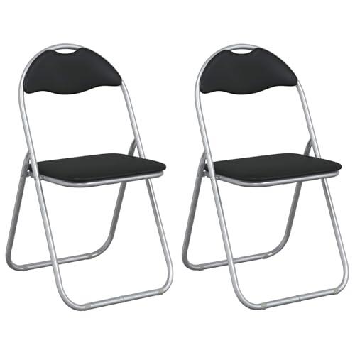 Tmriohed Juego de 2 sillas plegables acolchadas, color negro y gris, 48 x