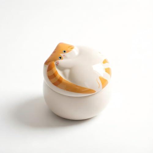 MUXZSIZ Bol de Ramen de cerámica con un Bonito diseño de urna para Cenizas | gato.
