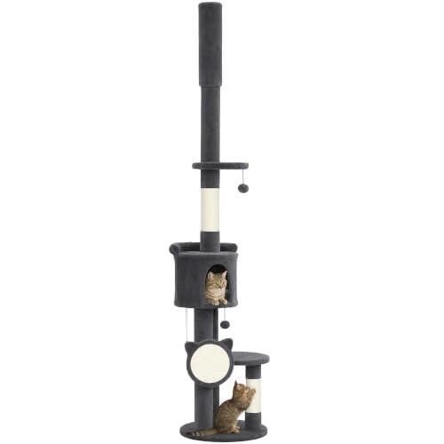 El rascador de suelo a techo PawHut: Maximiza el espacio vertical para gatos