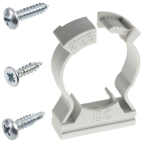 Soluciones de sujeción: Kit de 15 clips de fijación para tubos Ø25 mm