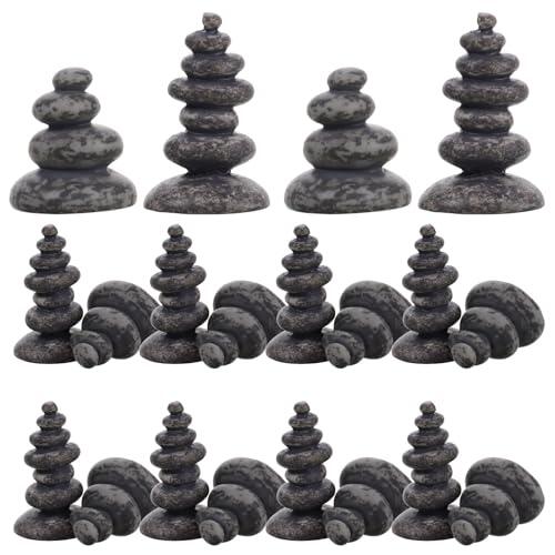 SEWACC 20 Piezas Piedras Zen Apiladas Decoración de Roca para Jardín Zen Japonés, Resina, Diseño de 4 Capas y 7 Capas, para Acuario y Pecera, Mini Jardines y Meditación