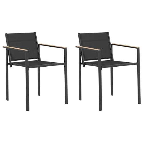 VIHHQGC Sillas de jardín 2 piezas negro antracita tela textil