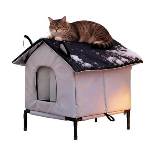 Caseta Gatos Exterior Impermeable Aislada, Elevada Refugio Para Gatos | Portátil Plegable Caseta Cálida Aislada Gatos De Exterior Para Invierno, Resistente Intemperie Para Mascotas Gatos Perros