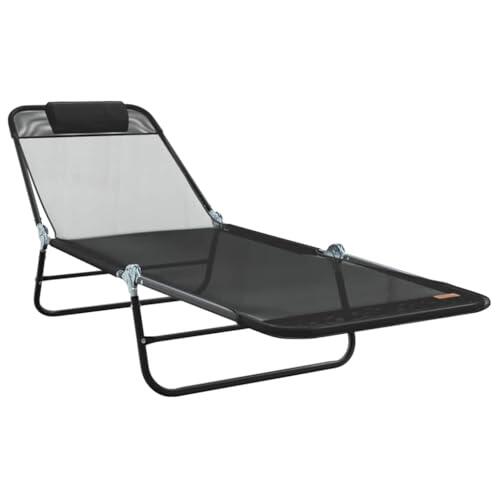 Tumbona plegable negra 182 x 55 x 85,5 cm Textilene