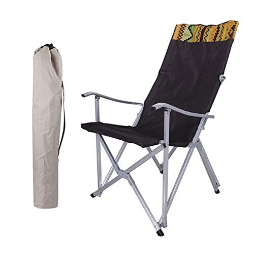 Silla de Camping Plegable de Respaldo Alto, Sillas Plegables Portátiles para Exteriores con Reposabrazos Y Bolsa de Almacenamiento, Silla de Playa Informal Reclinable para Senderismo Y Pesca.