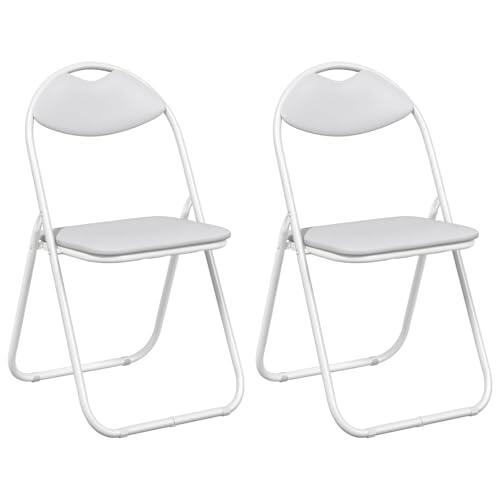LMTYOENFG Juego de 2 sillas plegables tapizadas de piel sintética | Sillas tapizadas que ahorran espacio con asa y protectores de suelo para comedor, oficina y sala de conferencias.