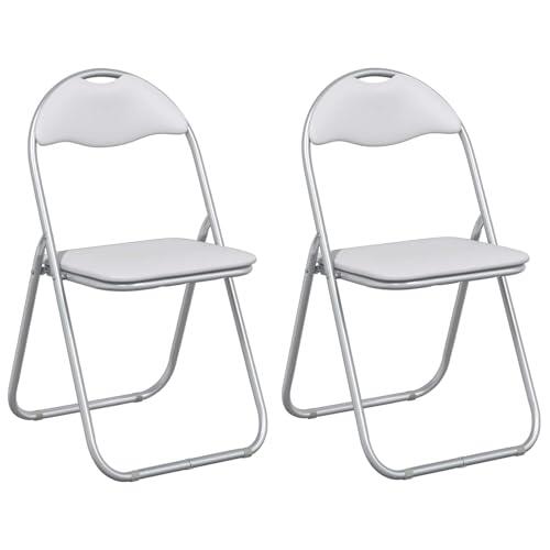 LMTYOENFG Juego de 2 sillas plegables de piel sintética, acolchadas | Silla tapizada que ahorra espacio con asa y protectores de suelo, ideal para comedor, cocina y espacios pequeños.