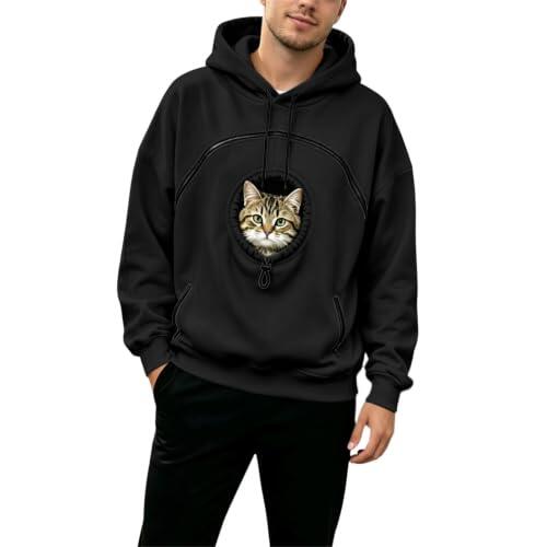 Genérico Sudadera Porta Gatos con Capucha, Sudadera Canguro Mascota con Cremallera, Manga Larga y Bolsillo, Ideal para Viajes y Paseos con Perros y Gatos