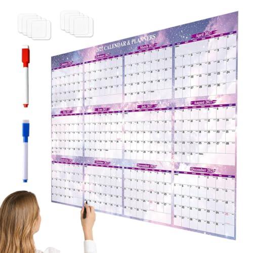 1-Year Planner Yearly Wall Calendar 2027 English Erasable With 2 Markers