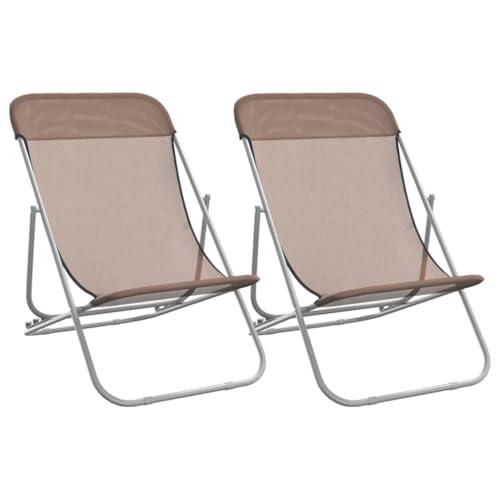 2 sillas plegables marrones textileno acero 85 x 58 x 83 cm