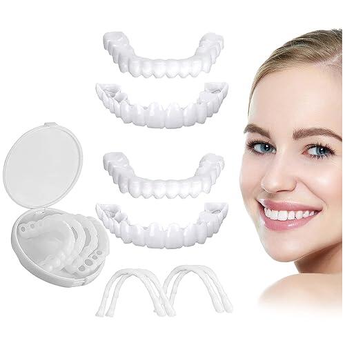 2 Pares Dientes de Carillas Cosméticos, Reutilizable Dientes Temporales | Ajuste Cómodo, Superior e Inferior, Hombre Mujer, Blanqueamiento Dental, Cubrir Los Dientes Defectuosos