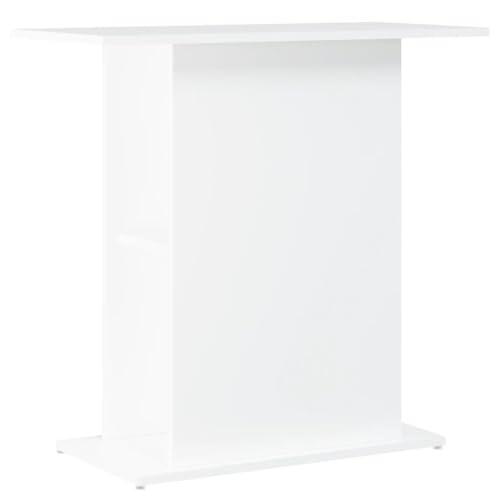 Soporte de acuario blanco, 75 x 36 x 72,5 cm, madera de ingeniería | Compartimentos abiertos, fijación a la pared incluida, superficie lisa, resistencia a la humedad, estilo moderno