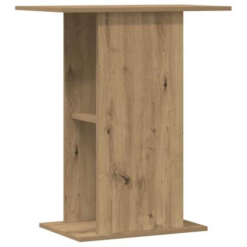 Soporte de acuario de roble artesanal 36 x 60,5 x 72,5 cm, madera de | Superficie lisa, resistente a la humedad, compartimentos abiertos, fijación de pared incluida, decoración interior moderna