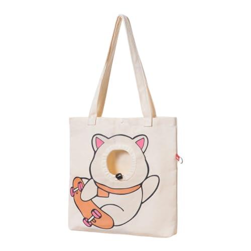 Bolsa de transporte para mascotas, bolsa de hombro de tela con ventana de