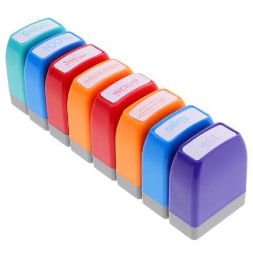 8 Piezas Juego de Sellos Coloridos, de Plástico Reutilizable | Papel y Cuadernos, Adecuado en Aula y Educación en Casa, Seguro, Estimula Alumnos