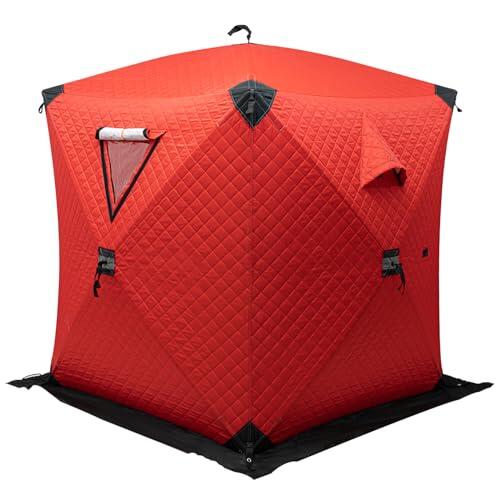 Tienda de pesca en hielo para 2 personas, refugio invernal aislado de | Oxford cortavientos, puerta con cremallera, 2 ventanas, montaje rápido, anclajes incluidos, pesca de invierno, camping