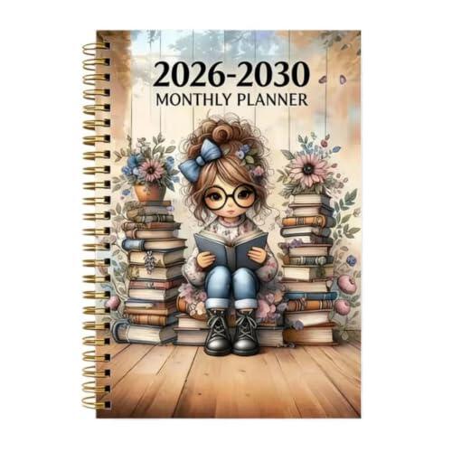2026-2030 con espiral organizador de 60 meses para planificación de objetivos, cubierta temática, calendario de 5 años para oficina (caqui, 21 x 14 cm)