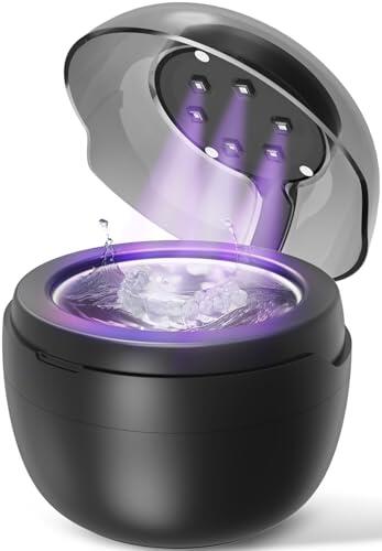 Limpiador Ultrasonidos, 50KHz Limpiador Ferula Dental, 250 ml Ultrasonidos Limpieza, Ultrasonic Cleaner con 6 Lámparas UV para Retenedor, Fundas, Retainer, Dientes Postizos, Plata Joyas